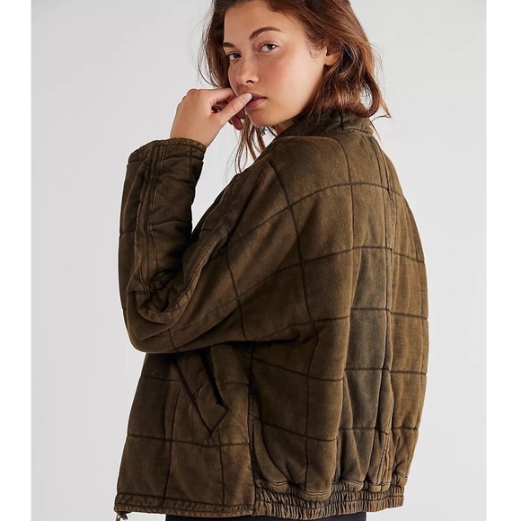 NWT Free People Dolman Quilted Knit Jacket in Dusted Military Size Large - Picture 9 of 11